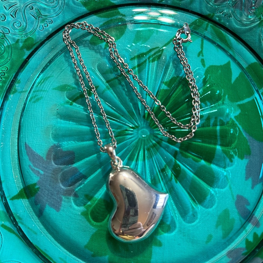 Vintage Avon Silver Tone Metal Heart Pendant on Costume Jewelry Chain